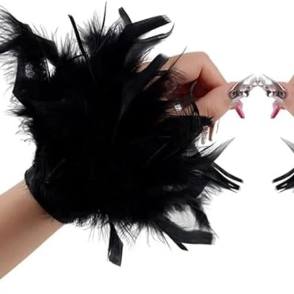 Feather Gloves Cuffs Swan Wrist Band